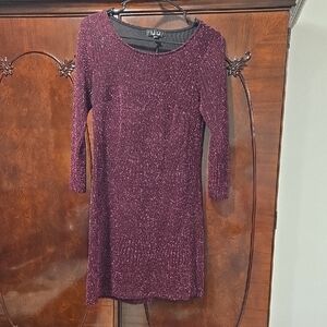 H&M Sparkling Burgundy Long Sleeve Dress